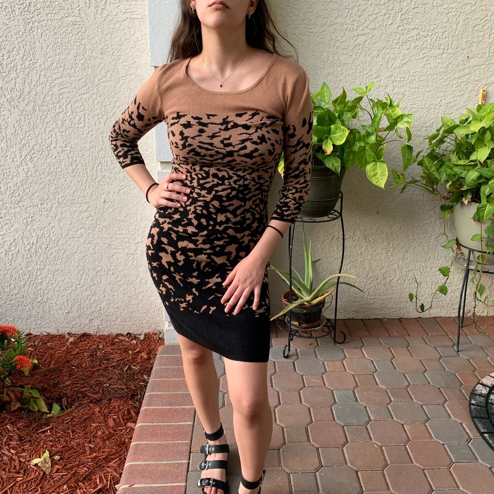 Leopard print knit dress